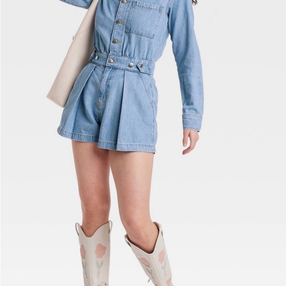 NWT Universal Thread Light Blue Denim Button-Fron… - image 3